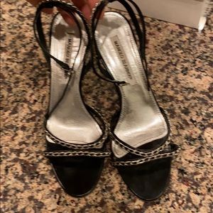 Manolo Blahnik black leather sandals